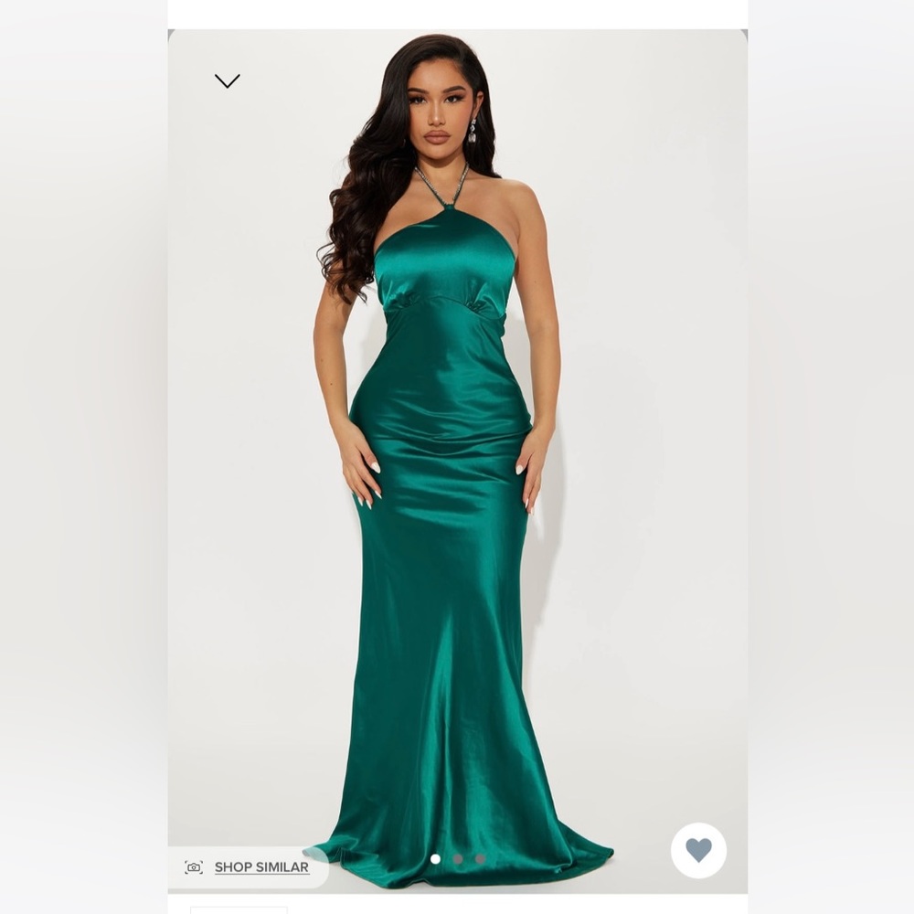 Satin Emerald Special Occasion Maxi Dress